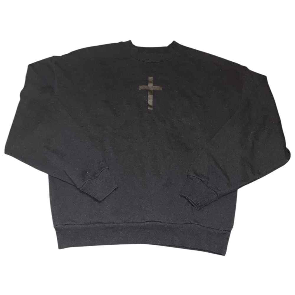 Kind Regards Black Crewneck Sweater with Cross Design